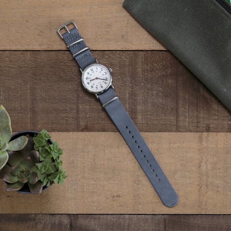 Benchmark Basics Nylon Watch Band - Waterproof Ballistic Nylon One-Piece Military Watch Straps for Men & Women (20mm, Slate Grey) - Image 3